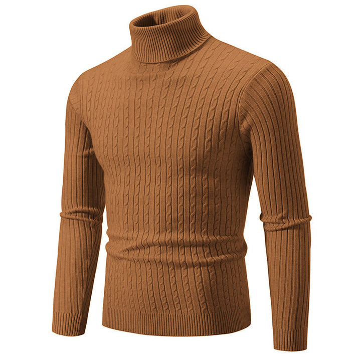 Herren Rollkragenpullover mit Zopfstrick und schlanker Passform Nord Taschen
