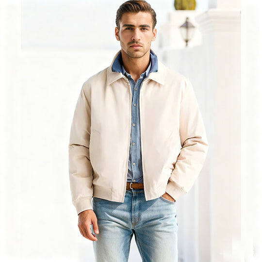 Herren Harrington-Jacke mit Reißverschluss, leicht gefüttert und Rippbündchen Nord Taschen