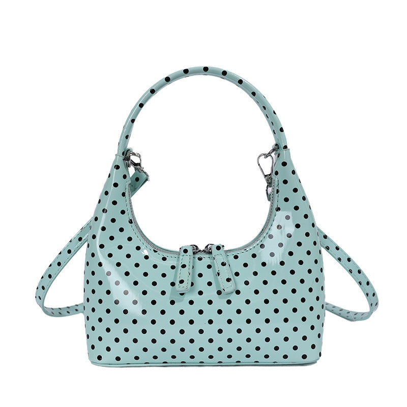 Damen Hobo-Tasche aus glänzendem Kunstleder mit verspieltem Punktedesign Nord Taschen