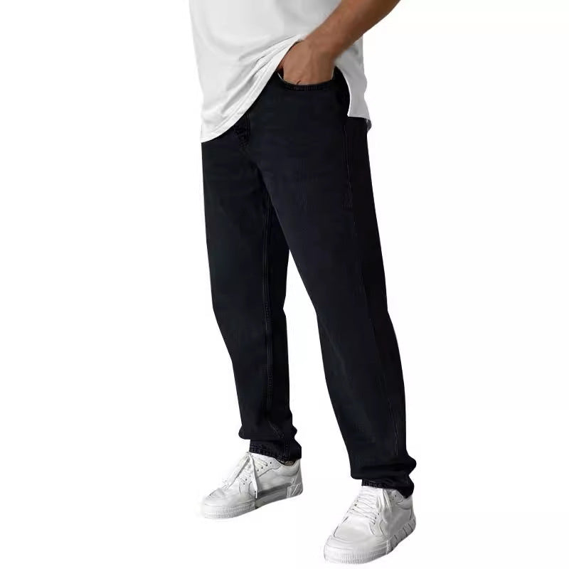 Herren lockere Straight-Leg Jeans mit elastischem Bundsaum und entspannter Passform Nord Taschen