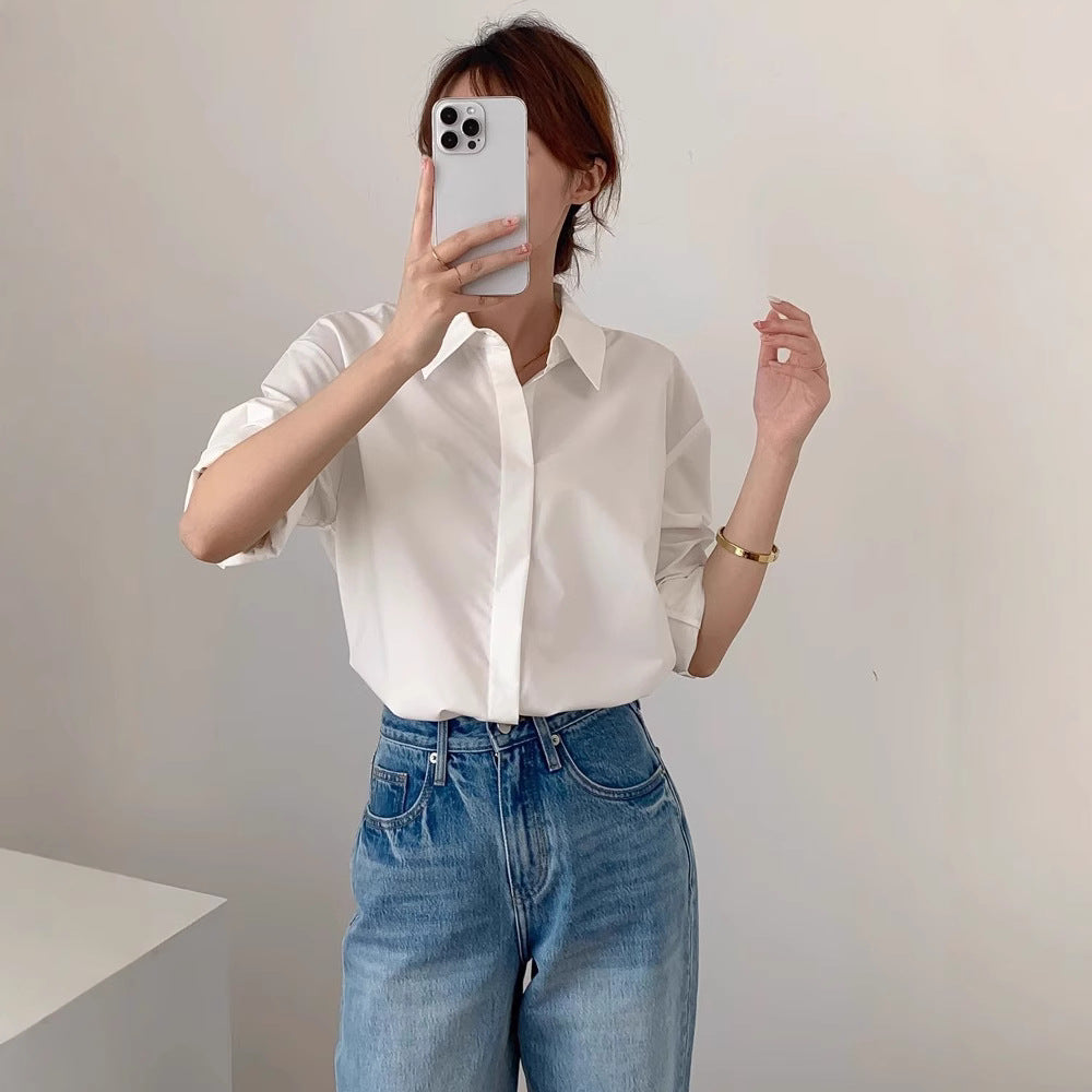 Damen Stilvolle Oversized Bluse Nord Taschen