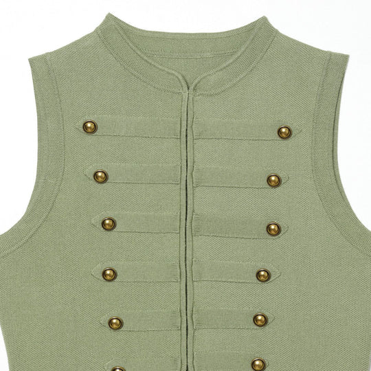 Damen Strickweste im Military‑Stil mit goldenen Zierknöpfen Nord Taschen
