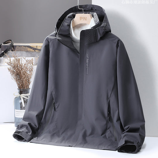 Herren Leichte wasserabweisende Kapuzen‑Shelljacke mit winddichter Membran und verdecktem Reißverschluss Nord Taschen