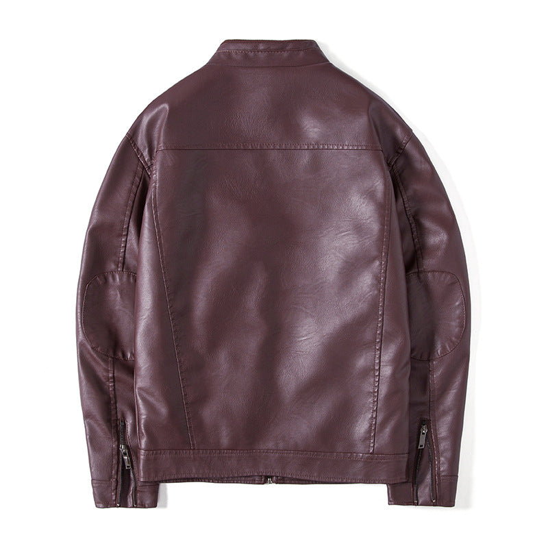 Herren Elegante Kunstleder‑Blousonjacke mit Stehkragen, Reißverschlusstaschen und wärmendem Innenfutter Nord Taschen