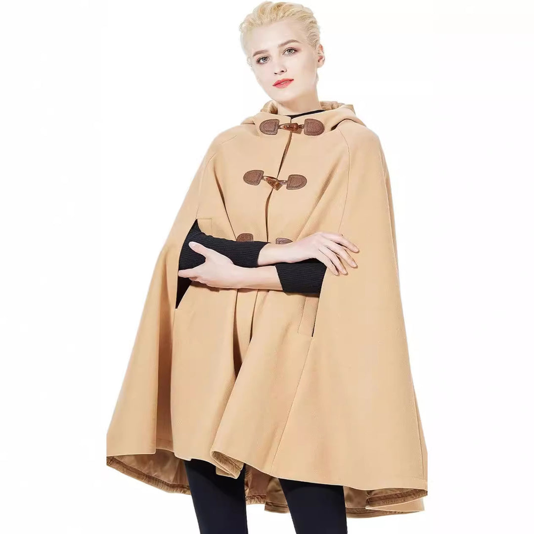 Damen Cape-Mantel mit Kapuze und Knebelverschlüssen Nord Taschen