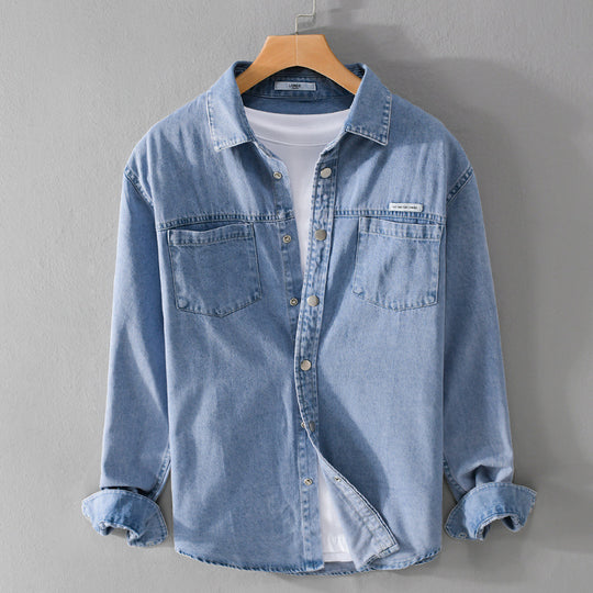Herren Jeans-Worker-Overshirt im Hemdjacken-Stil mit Brusttaschen Nord Taschen