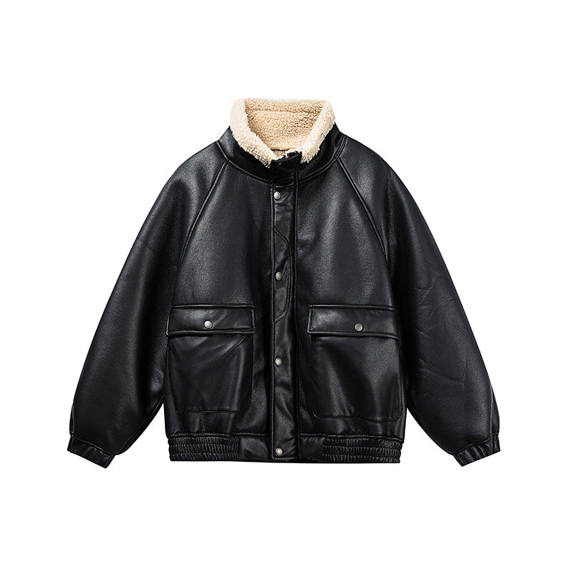 Herren Kurz geschnittener Velours‑Blouson mit Sherpa‑Kragen und Utility‑Pattentaschen Nord Taschen