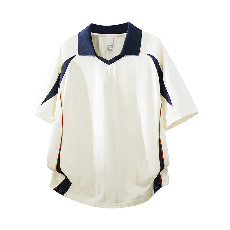 Herren Sportives Oversize-Poloshirt mit V-Ausschnitt, Kontrastpaspeln und atmungsaktivem Material Nord Taschen