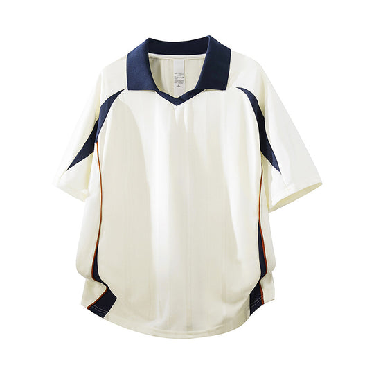 Herren Sportives Oversize-Poloshirt mit V-Ausschnitt, Kontrastpaspeln und atmungsaktivem Material Nord Taschen