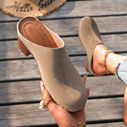 Damen Komfortable Clogs mit blockförmigem Absatz