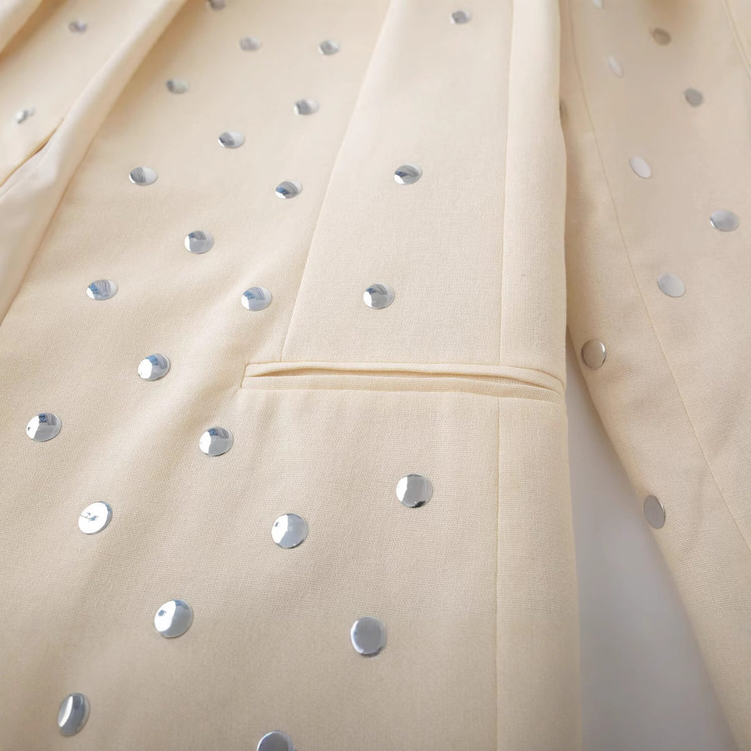 Damen Longline-Blazer mit Paillettenbesatz in Punktoptik Nord Taschen