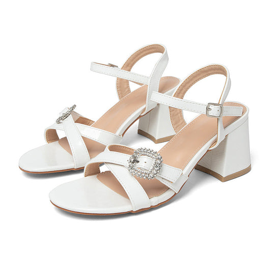 Damen elegante Riemchen-Sandalen mit funkelndem Schnallen-Detail und stabilen Blockabsatz Nord Taschen