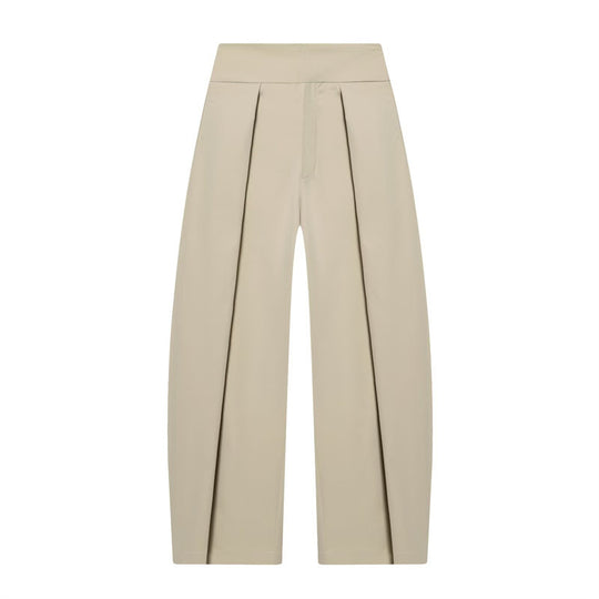 Damen Weite Plissée-Jerseyhose mit hoher Taille und Bügelfalte Nord Taschen