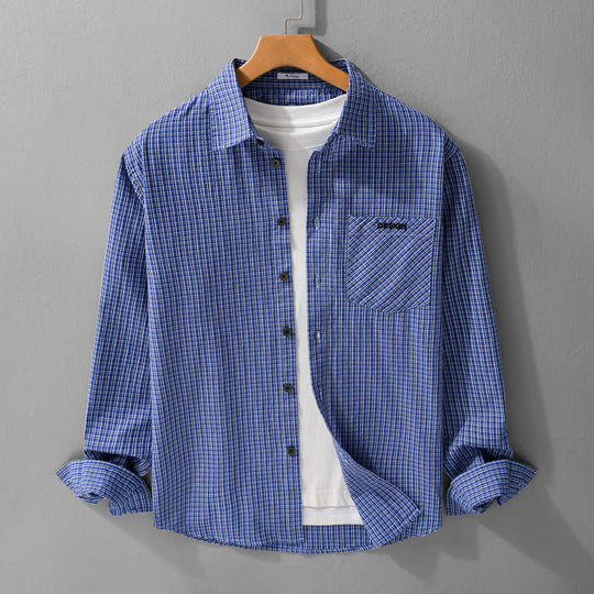 Herren Karo-Layering-Hemd im Overshirt-Stil aus weichem Baumwollpopeline Nord Taschen