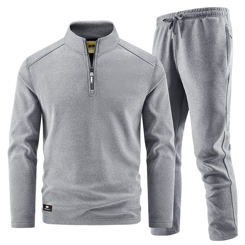 Herren Fleece-Trainingsset mit Stehkragen und Elastikbund Nord Taschen