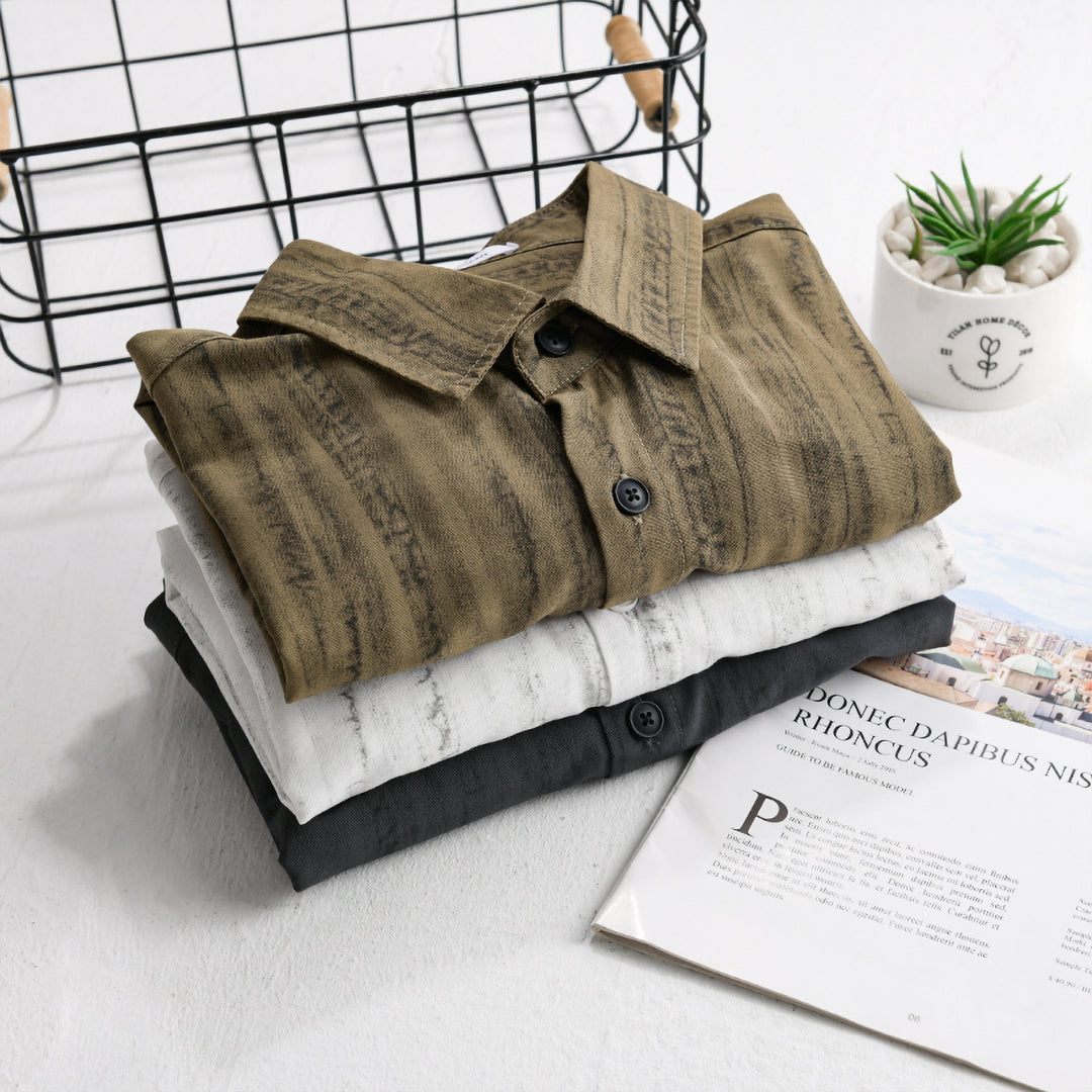 Herren Leichtes Layering-Hemd aus Baumwollmix mit Brusttasche und dezentem Streifenrelief Nord Taschen