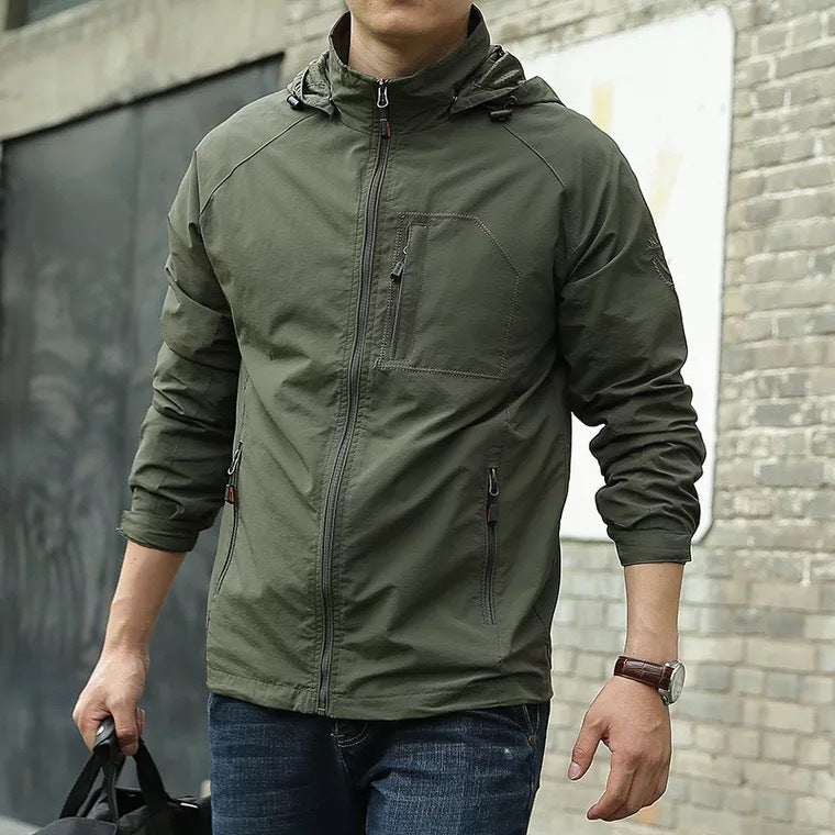 Herren leichter winddichter Shell‑Hoodie mit Mesh‑Futter, Kapuze und verstellbarem Saum Nord Taschen