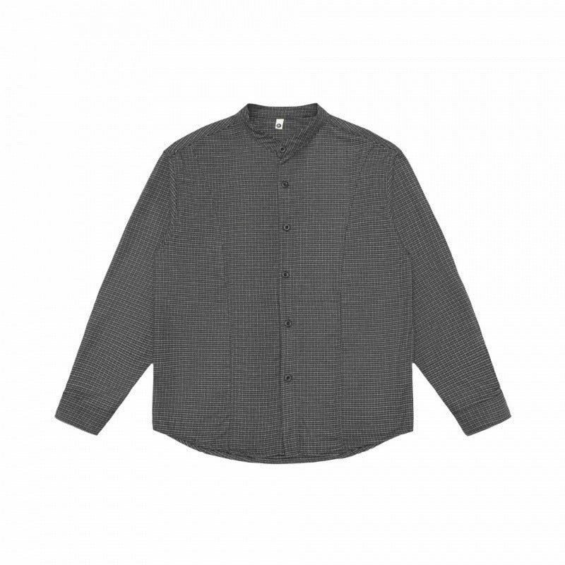Herren Overshirt‑Hemdjacke mit Stehkragen, Hahnentritt‑Muster und gerundetem Saum Nord Taschen