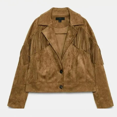 Damen Kurz geschnittene Wollmix-Jacke mit Stehkragen, Reißverschluss und Ballonärmeln Nord Taschen
