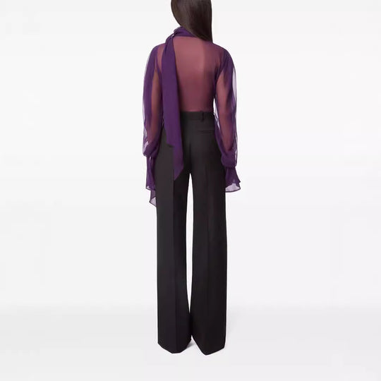 Damen Hochtaillierte weite Nadelstreifen-Hose im Tailoring-Stil Nord Taschen