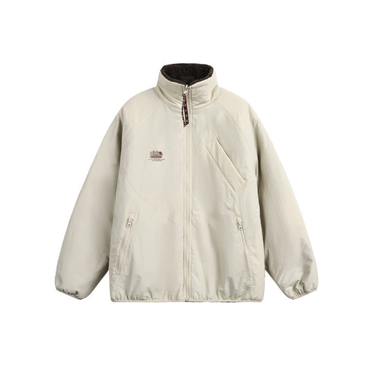 Unisex Oversize Teddy‑Fleecejacke mit Kontrast-Nylonbesätzen und Stehkragen Nord Taschen