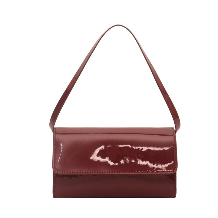 Damen elegante Lackleder Handtasche mit praktischem Klappverschluss Nord Taschen