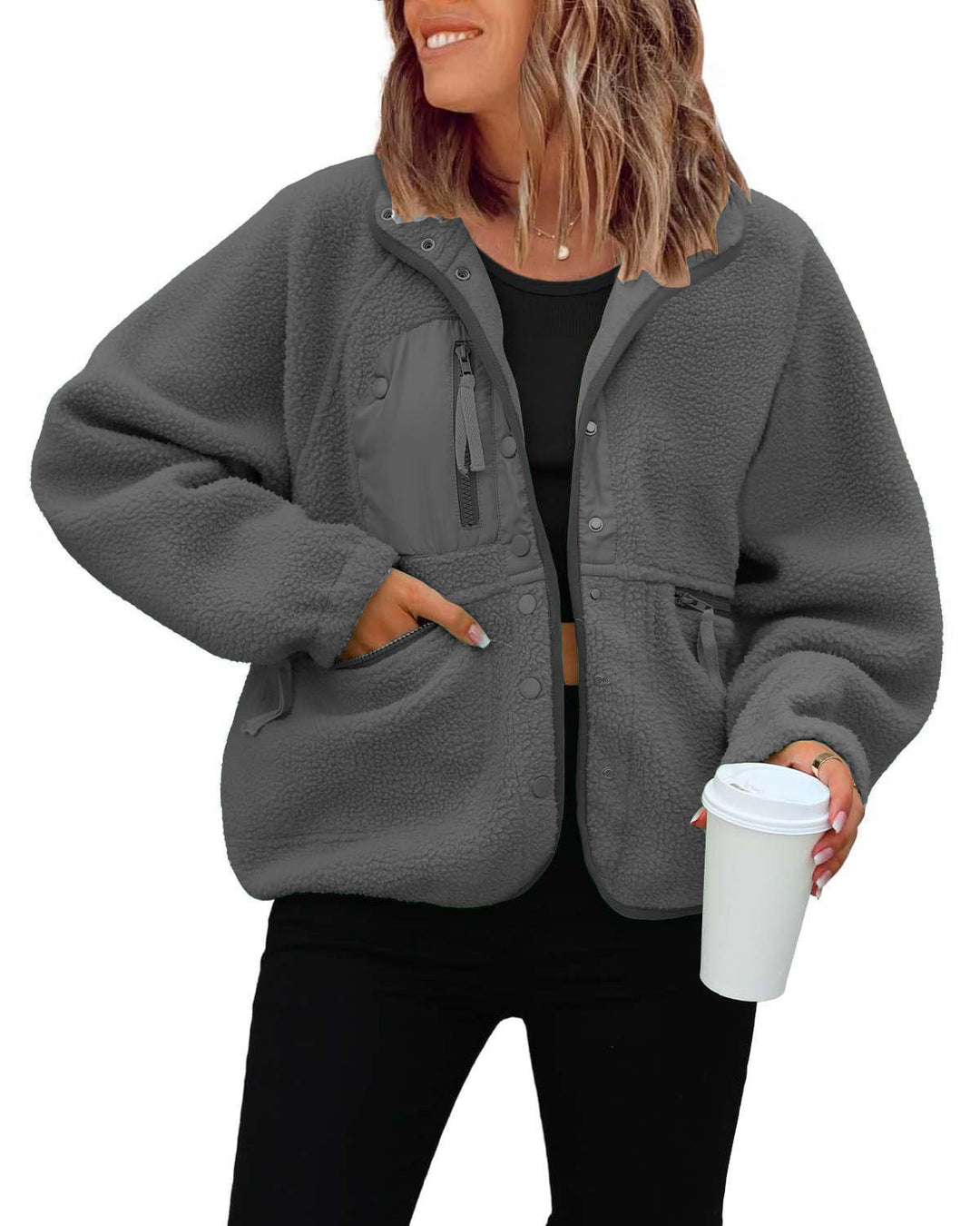 Damen kuschelige Fleecejacke mit praktischen Taschen Avellé