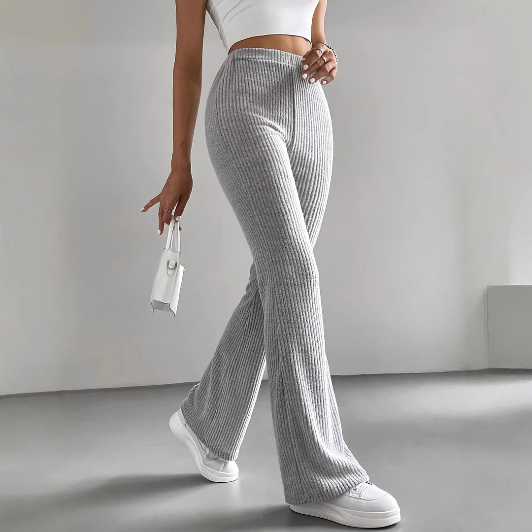 Damen Lässige und elegante Ripp-Optik Hose Nord Taschen
