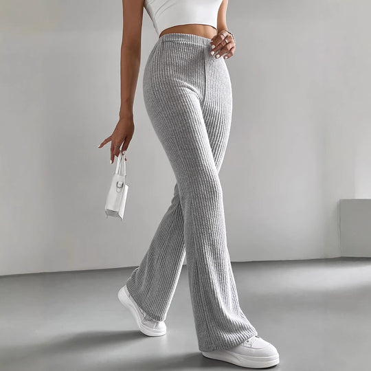 Damen Lässige und elegante Ripp-Optik Hose Nord Taschen