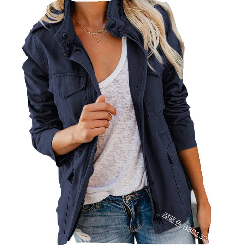 Damen Utility-Fieldjacke mit Stehkragen, aufgesetzten Taschen und Taillenzug Nord Taschen