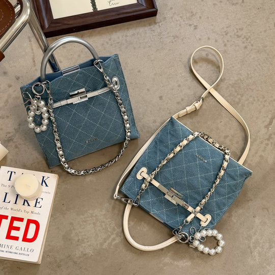Damen Mini Shopper Tasche mit luxuriösem Kettenhänger Nord Taschen