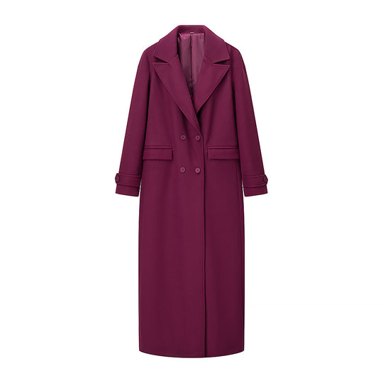 Damen Maxilanger Mantel aus Wollmix mit taillierter Silhouette und cleanem Revers Nord Taschen
