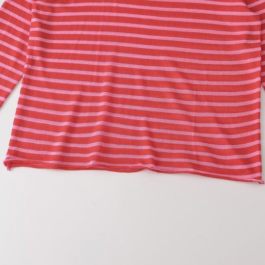 Damen Feinstrick-Longsleeve mit maritimen Querstreifen und kontrastierten Ärmeln Nord Taschen