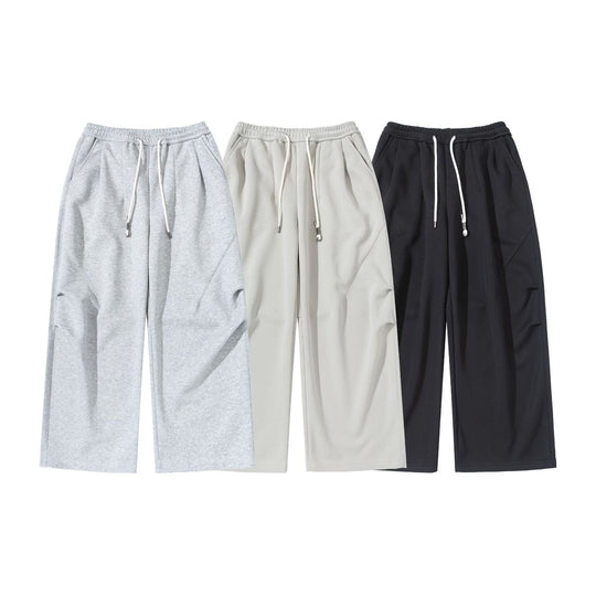 Damen Weite Cropped-Jogginghose aus French-Terry mit hohem Elastikbund, Kordelzug und Eingrifftaschen Nord Taschen