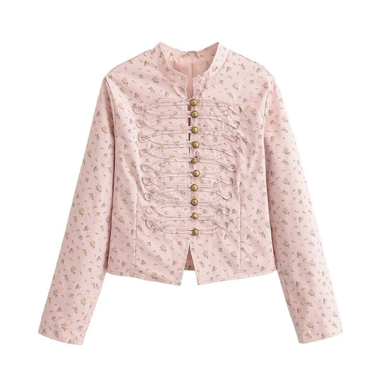 Damen Kurzjacke im Military-Stil mit Zierkordeln und Stehkragen Nord Taschen