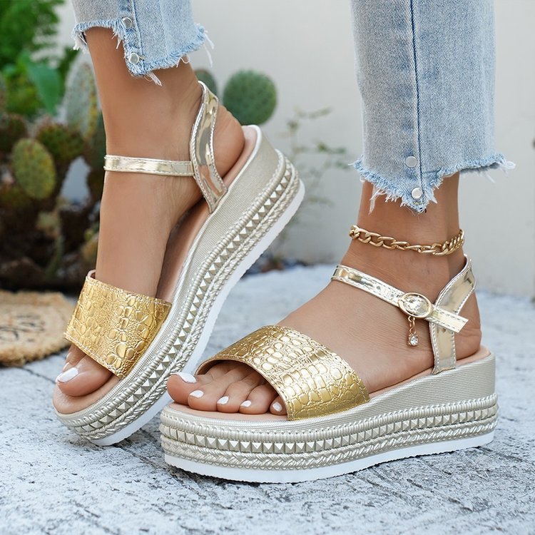 Damen Wedge-Sandaletten mit modischem Korkdesign und komfortablem Fußbett