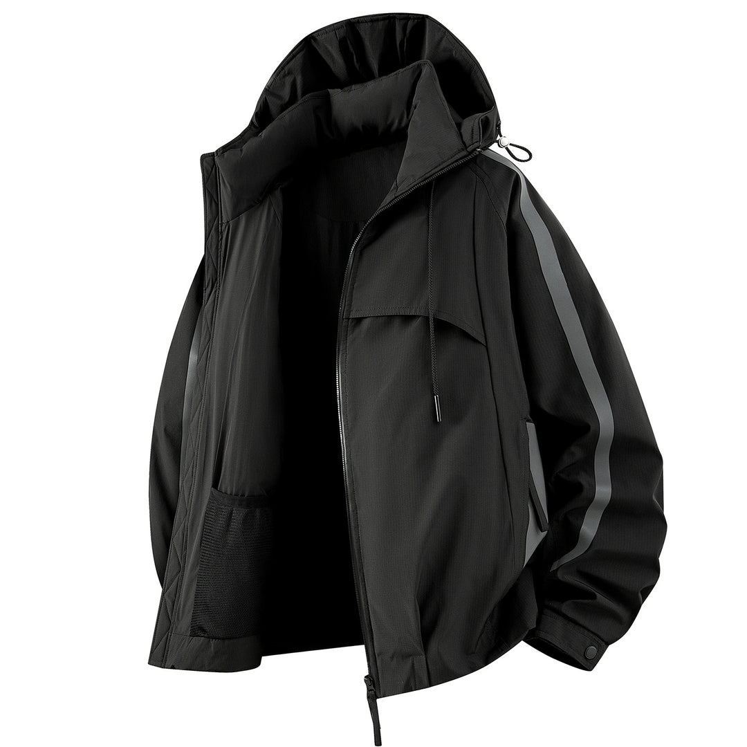 Unisex gefütterte Outdoor-Utility-Jacke mit Kapuze und reflektierenden Streifen Nord Taschen