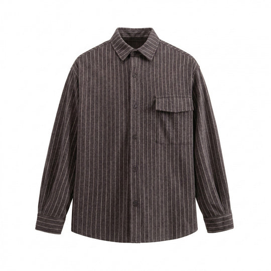 Unisex Overshirt-Hemdjacke mit Nadelstreifen und aufgesetzter Pattentasche Nord Taschen