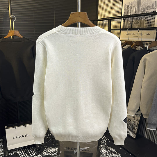 Herren Strick-Cardigan mit V‑Ausschnitt und dekorativen Puzzle‑Applikationen Nord Taschen