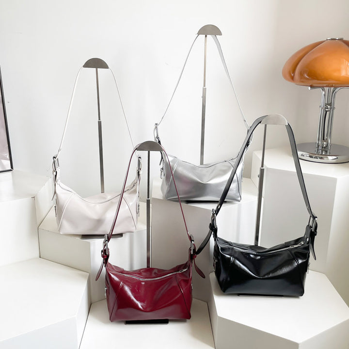 Damen elegante Schultertasche mit hochglänzender Oberfläche Nord Taschen