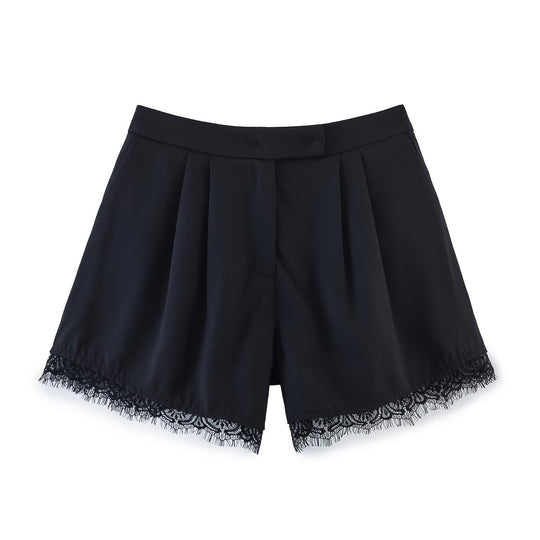 Damen Cropped-Blazer mit Spitzenbordüre, taillierter Ein-Knopf-Silhouette Nord Taschen