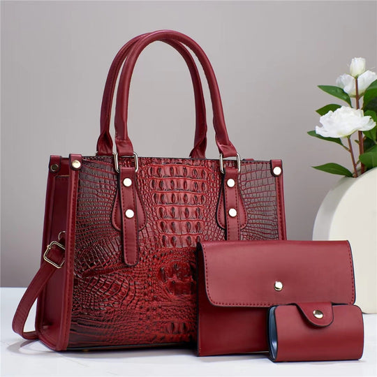 Damen elegante Handtasche im edlen Krokodil-Design mit abnehmbarer Clutch und praktischer Geldbörse Nord Taschen