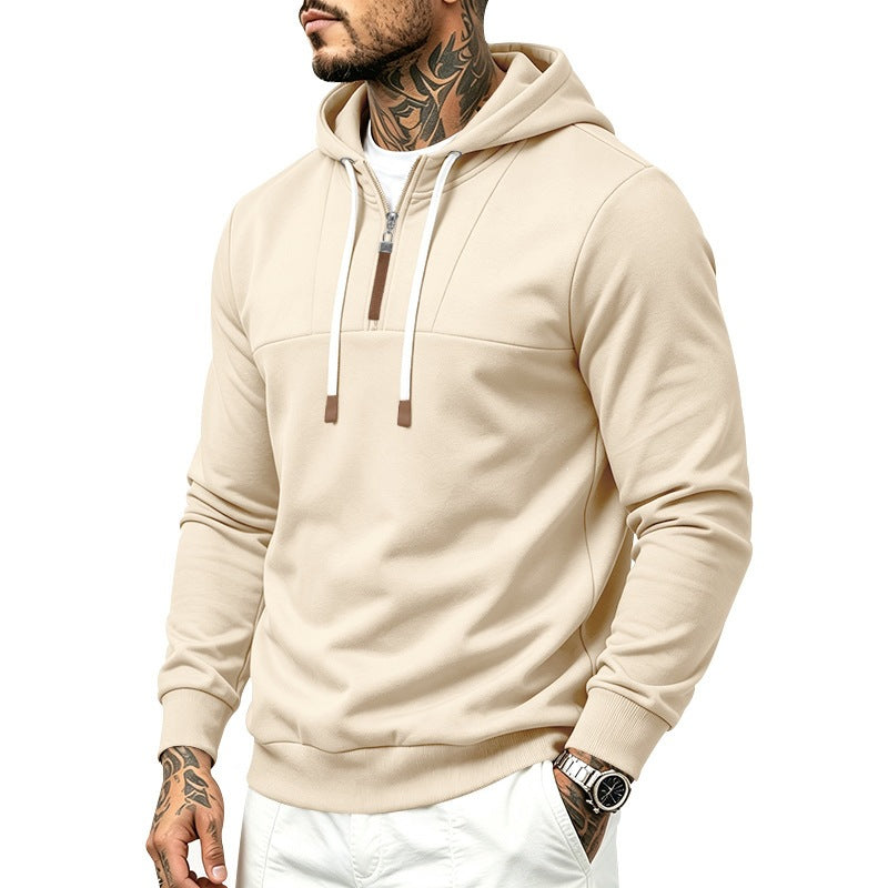 Herren Moderner Halbzip-Hoodie aus French Terry mit Zierriegel und Kordelzug Nord Taschen
