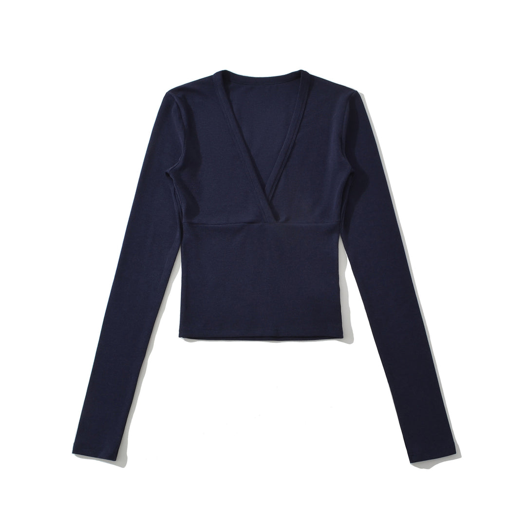 Damen Wickelshirt mit V-Ausschnitt und taillierter Teilungsnaht Nord Taschen