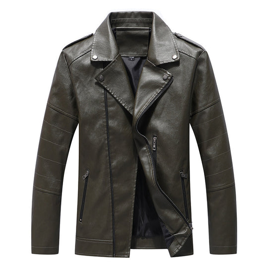 Herren Slim Fit Kunstleder-Motoblouson im Biker-Look mit gesteppten Armpaneelen und Reverskragen Nord Taschen