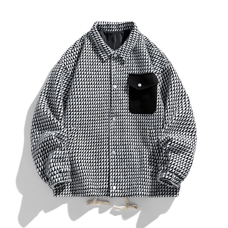Herren Gepolsterte Coach‑Jacke mit geometrischem Muster und Kontrastbrusttasche Nord Taschen