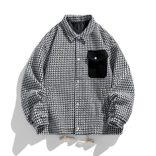 Herren Gepolsterte Coach‑Jacke mit geometrischem Muster und Kontrastbrusttasche Nord Taschen