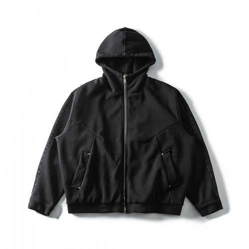 Unisex Boxy-Kapuzenjacke aus strukturierter Baumwollmischung mit durchgehendem Reißverschluss und Pattentaschen Nord Taschen