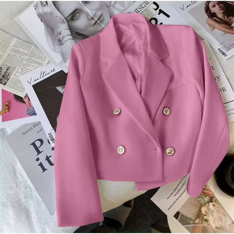 Damen Modischer Kurzblazer mit doppelt geknöpften Details Nord Taschen