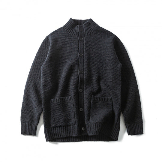 Unisex Strukturierter Button-Cardigan mit Stehkragen und aufgesetzten Taschen Nord Taschen